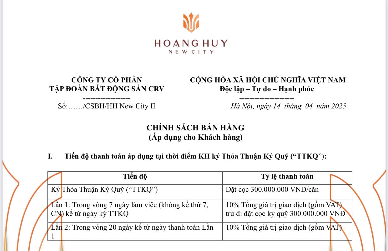 tiến độ kỹ quỹ hoàng huy new city